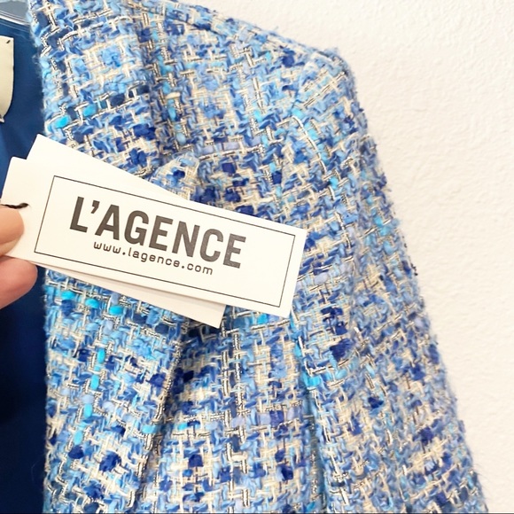 L'AGENCE Blue Tweed Blazer - Picture 6 of 13
